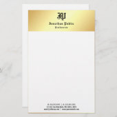 テンプレートエレガントヴィンテージ手書き金ゴールド白 便箋 (正面/裏面)