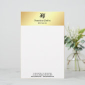 テンプレートエレガントヴィンテージ手書き金ゴールド白 便箋 (スタンド正面)