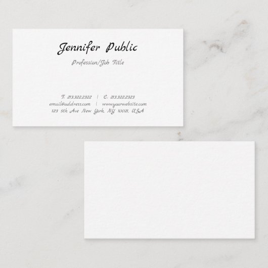 テンプレートエレガント手書きスクリプト文字シンプル 名刺 (正面/裏面)