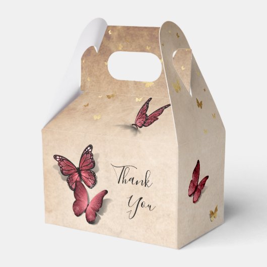 テンプレートエレガント金ゴールドとブルゴーニュ・バタフライ フェイバーボックス (裏面サイド)
