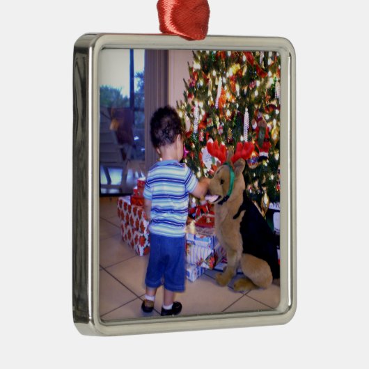 テンプレートオーナメント、自分の写真を挿入 メタルオーナメント (右)