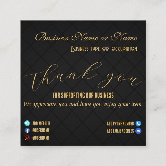 テンプレートカスタムサンキュービジネスカード スクエア名刺 (正面)