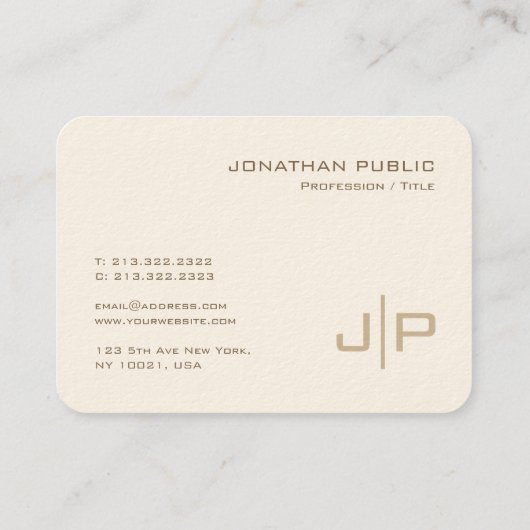 テンプレートカスタムモノグラムマイティサイズラグジュアリークリーム 名刺 (裏面)