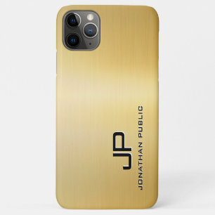 テンプレートカスタムモノグラムメタリックルック金ゴールド iPhone 11 PRO MAXケース