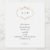 テンプレートカスタム金ゴールドクレストモノグラ結婚ム ワインラベル (シングルラベル)