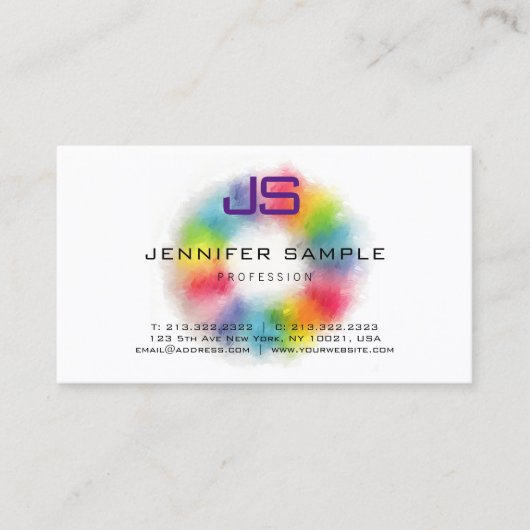 テンプレートカラフルモノグモダンラムプロフェッショナル 名刺 (正面)