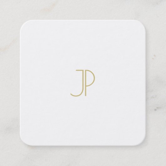 テンプレートシモダンック金ゴールドモノグラムトレンディーラグジュアリー スクエア名刺 (正面)