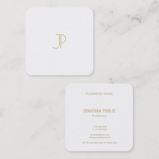 テンプレートシモダンック金ゴールドモノグラムトレンディーラグジュアリー スクエア名刺 (正面/裏面)