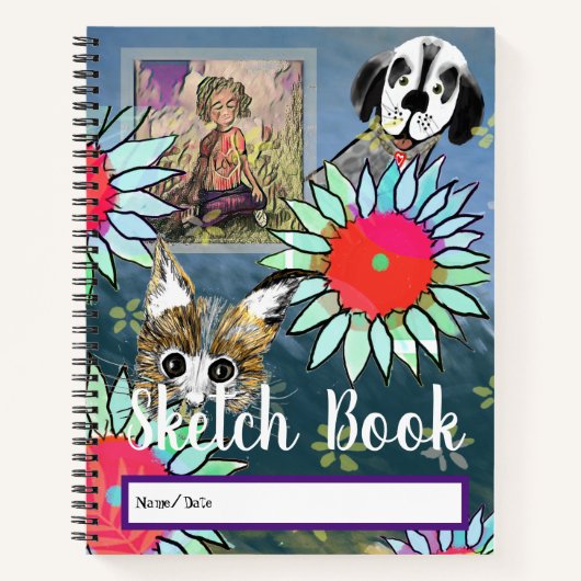 テンプレートスケッチブックのパーソナライズされた文字とアートワーク ノートブック (正面)