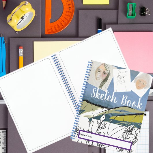 テンプレートスケッチブックのパーソナライズされた文字とアートワーク ノートブック