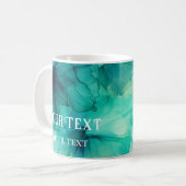 テンプレートティール（緑がかった色）グリーンウォーター色名前をカスタムするメッセージ コーヒーマグカップ (正面左)