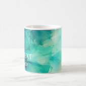 テンプレートティール（緑がかった色）グリーンウォーター色名前をカスタムするメッセージ コーヒーマグカップ (中央)