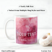 テンプレートバラピンクウォーター色名前をカスタムするメッセージ コーヒーマグカップ