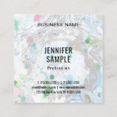 テンプレートピンクブルーグリーントレンディーモダン抽象芸術 スクエア名刺 (裏面)