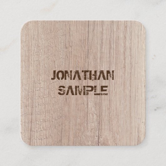 テンプレートプランクウッドボードルック動揺して文字 スクエア名刺 (正面)