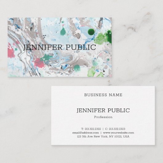 テンプレートプロフェッショナルモダンピンクブルーグリーントレンド 名刺 (正面/裏面)