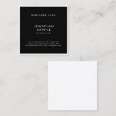 テンプレートモダンお洒落エレガント白黒ミニマル スクエア名刺 (正面/裏面)