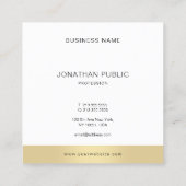 テンプレートモダンシンプル金ゴールド白黒エレガント スクエア名刺 (裏面)