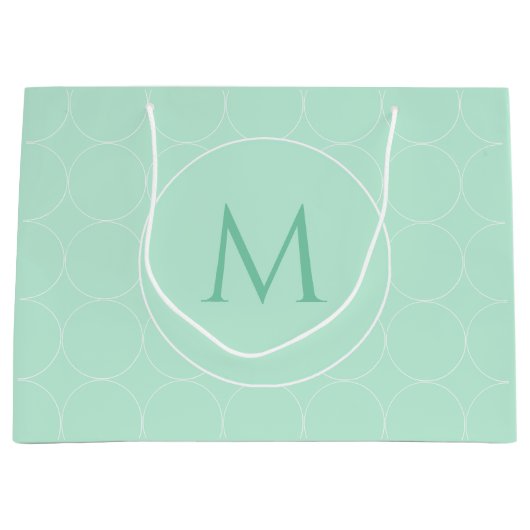 テンプレートモダントレンディーミントグリーンカラーモノグラム ラージペーパーバッグ (正面)