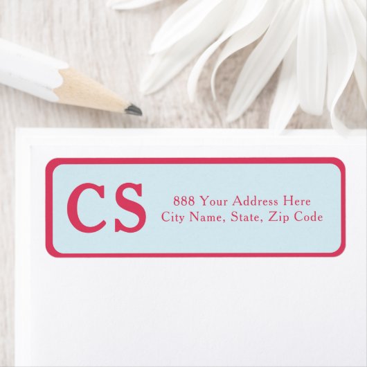 テンプレートモダンピンク – 赤とライトブルーのアドレス ラベル (インサイチュ)