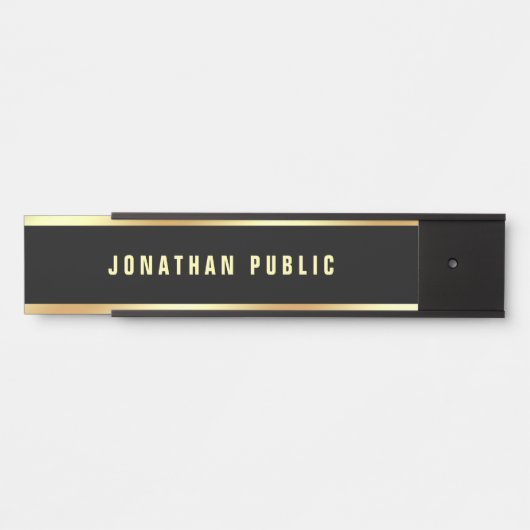 テンプレートモダンブラックと金ゴールドのカスタマイズ サインプレート (正面)