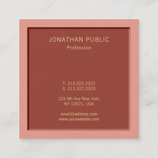 テンプレートモダンプロフェッショナルエレガントデザイン スクエア名刺 (裏面)