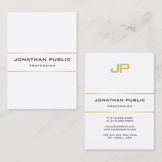 テンプレートモダンモノグラム金ゴールドストライププロフェッショナル 名刺 (正面/裏面)