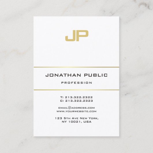 テンプレートモダンモノグラム金ゴールドストライププロフェッショナル 名刺 (裏面)