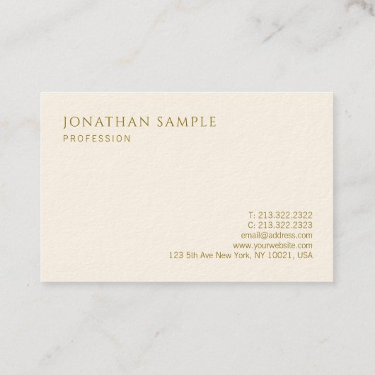 テンプレートモダン名刺金ゴールドエレガント文字 名刺 (裏面)