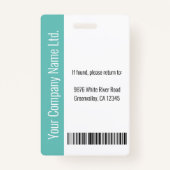 テンプレートモダン従業員の写真ロゴ名ティール（緑がかった色） バッジ (裏面)