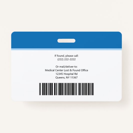 テンプレートモダン従業員の写真ロゴ名ナースID バッジ (裏面)