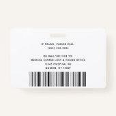 テンプレートモダン従業員の写真ロゴ名ナースID バッジ (裏面)