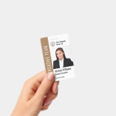 テンプレートモダン従業員の写真ロゴ名Brown, バッジ (手持ち)