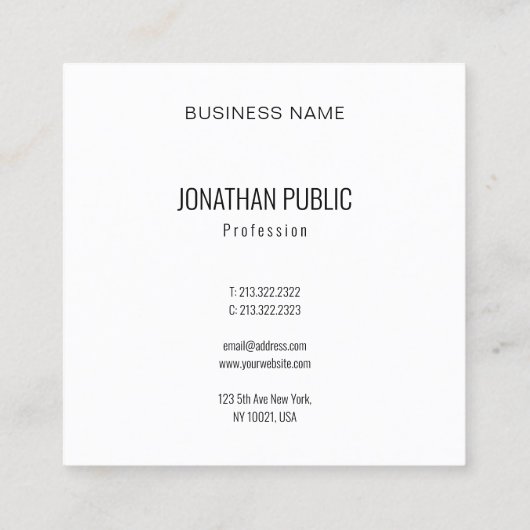 テンプレートモダン抽象芸術エレガントプロフェッショナル スクエア名刺 (裏面)