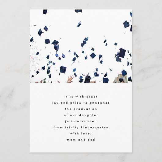 テンプレートユニーク写真幼稚園卒業カード 案内状 (裏面)