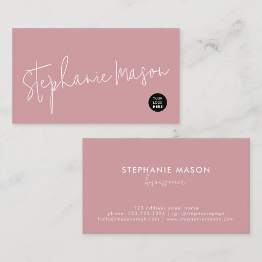 テンプレートロゴミニマリストスクリプトシンプルバラ 名刺 (正面/裏面)