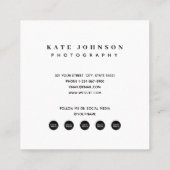 テンプレート写真QRコードソーシャルメディアのアイコン スクエア名刺 (裏面)