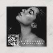 テンプレート写真QRコードソーシャルメディアのアイコン スクエア名刺 (正面)