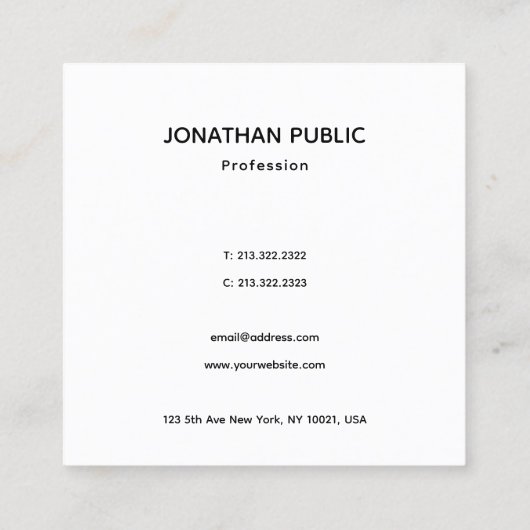 テンプレート名刺プロフェッショナルシンプルモダン スクエア名刺 (裏面)