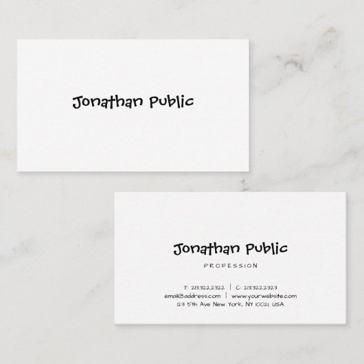 テンプレート手書きスクリプトのミニマリストモダンかわいい 名刺 (正面/裏面)