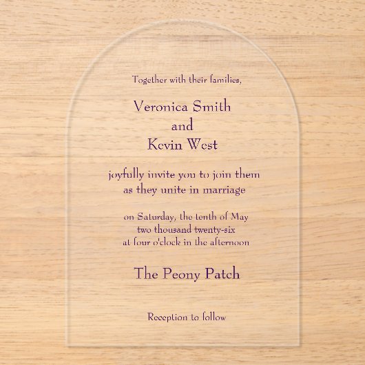 テンプレート澄んアクリル結婚式招待状 アクリル招待状 (正面)