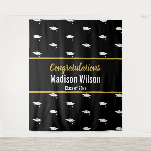 テンプレート白黒卒業 タペストリー (正面)