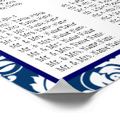 テンプレート結婚のシーティンググラフダマスクのネイビーブルー ポスター (角)