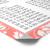 テンプレート結婚のシーティングチャートダマスココーラルピンク ポスター (角)