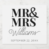 テンプレート結婚式の引き出物ミスター&ミセス名可愛い上品 スパークリングワインラベル (シングルラベル)