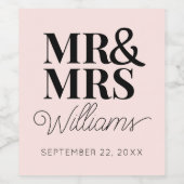 テンプレート結婚式の引き出物ミスター&ミセス名可愛い上品 ワインラベル (シングルラベル)