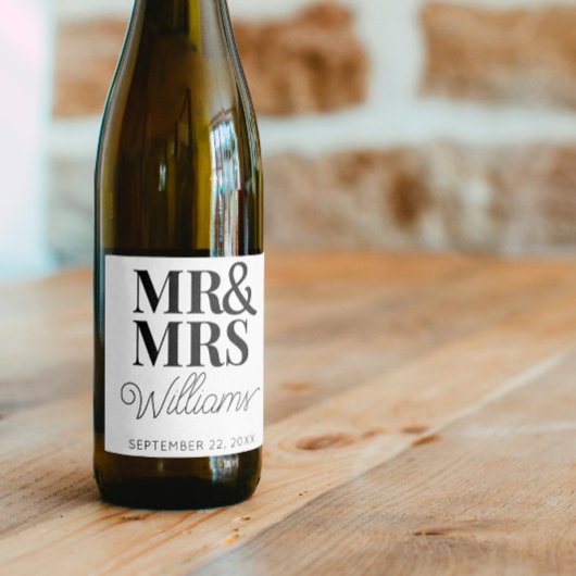 テンプレート結婚式の引き出物ミスター&ミセス名可愛い上品 ワインラベル