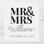 テンプレート結婚式の引き出物ミスター&ミセス名可愛い上品 ワインラベル (シングルラベル)