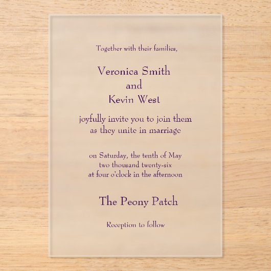 テンプレート艶消しアクリル招待状 アクリル招待状 (正面)