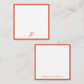 テンプレート赤橙白色書体モノグラム ノートカード (正面/裏面)